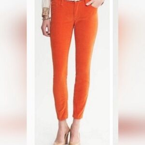 Banana Republic Orange ankle Corduroy skinny velvet Pants full stretch  size 26